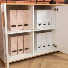 white lockable chest of drawers with shelves
