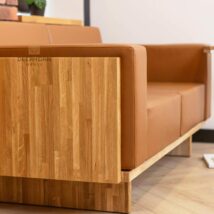 eco leather and wood sofa