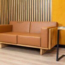 sofas for the office made of ecological leather and wood