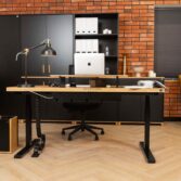 160x70 adjustable desk with black electric frame
