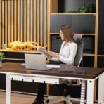 white desk for office with brown top