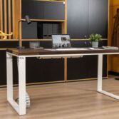 white desk on metal legs in white color
