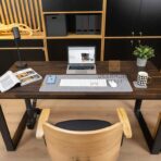 office desks black with brown top