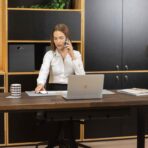 loft wooden desks with brown tops
