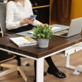 office desk with brown top