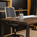oak office desk with brown top