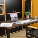 wood desk for office with brown top