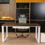 computer desk brown with white