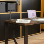 loft desk black with brown top