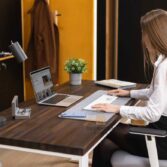 loft desk with brown top