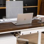 Computer desk with oak brown top