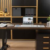 solid wood modern desk and pedestal