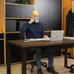 black desk and brown top