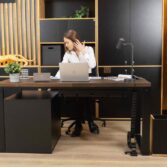 large office desk with pedestal