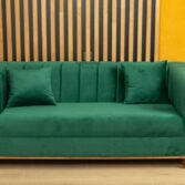 3 seater sofa for office, green, front view