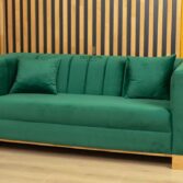 3-seater velour sofa, bottle green