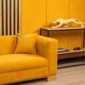 upholstered double sofa with cushions