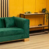 green sofa for living room on wooden legs