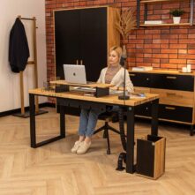 Wooden desk for woman, view of furniture from afar
