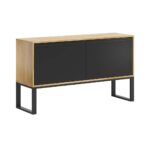 Chest of drawers, loft cabinet black with wood