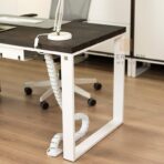 white desk with ebony top