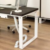 white desk with ebony top