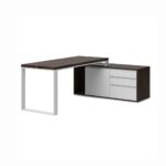 Corner desk with black wooden top