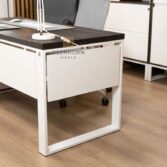 desk with white covers