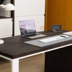 desk with black top