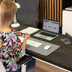 black wooden desk