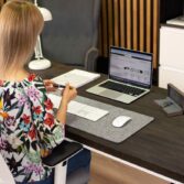 black wooden desk