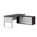 Corner desk with long container with drawers