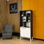 bookcase on metal legs