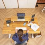adjustable desk at work