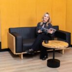 modern black grooved table