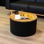 black table with fluted base