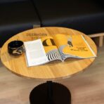 wood table with metal