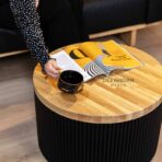 grooved table with oak top