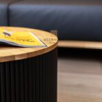 table with oak grooved top