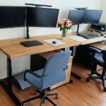 Set of height-adjustable desks