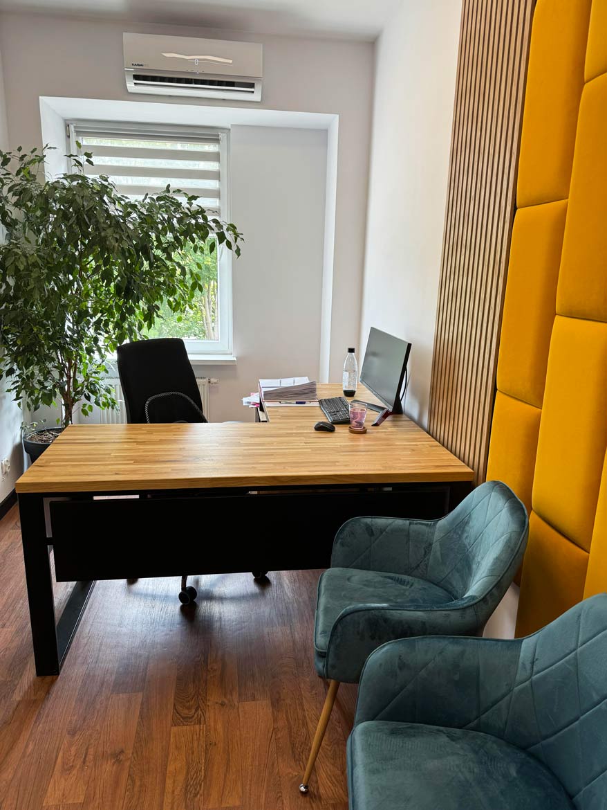 corner desk in an accounting office