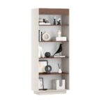 wide bookcase with shelves