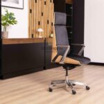 Wooden, oak upholstered office chair