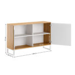 Komoda dwudrzwiowa biała z drewnem dębowym