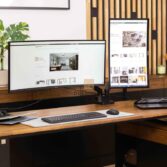 loft corner desk with screen holders
