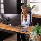 corner desk with wooden elements