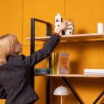 decorative bookcase with space for ornaments and books