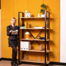 Office bookcase with space for binders and accessories