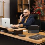 corner desk with an elegant finish