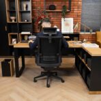 corner desk with built-in bookcase